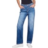 image:imageSidefeel Jeans for Women Trendy High Waisted Rhinestone Straight Leg Button Down Stretchy Denim PantsDark Blue