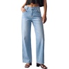 image:imageSidefeel Jeans for Women Trendy High Waisted Rhinestone Straight Leg Button Down Stretchy Denim PantsIceland Blue