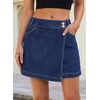 image:imageSidefeel Skorts for Woman Casual High Waisted Stretchy Jean Shorts Trendy Asymmetrical Summer Denim Mini Skirts with PocketsBluing