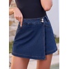 image:imageSidefeel Skorts for Woman Casual High Waisted Stretchy Jean Shorts Trendy Asymmetrical Summer Denim Mini Skirts with PocketsBluing