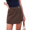 image:imageSidefeel Skorts for Woman Casual High Waisted Stretchy Jean Shorts Trendy Asymmetrical Summer Denim Mini Skirts with PocketsCoffee