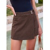 image:imageSidefeel Skorts for Woman Casual High Waisted Stretchy Jean Shorts Trendy Asymmetrical Summer Denim Mini Skirts with PocketsCoffee