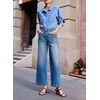 image:imageSidefeel Wide Leg Jeans for Women High Waisted Stretchy Ankle Denim PantsSky Blue