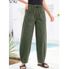 image:imageSidefeel Womens Barrel Jeans Drawstring Baggy Denim PantsGreen