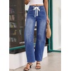 image:imageSidefeel Womens Barrel Jeans Wide Leg High Waisted Stretchy Denim PantsDark Blue