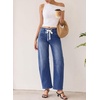 image:imageSidefeel Womens Barrel Jeans Wide Leg High Waisted Stretchy Denim PantsDark Blue