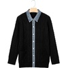 image:imageSidefeel Womens Cable Knit Denim Collar Cardigan SweatersBlack