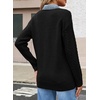 image:imageSidefeel Womens Cable Knit Denim Collar Cardigan SweatersBlack