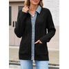 image:imageSidefeel Womens Cable Knit Denim Collar Cardigan SweatersBlack