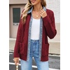 image:imageSidefeel Womens Cable Knit Denim Collar Cardigan SweatersBurgundy