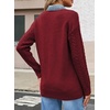 image:imageSidefeel Womens Cable Knit Denim Collar Cardigan SweatersBurgundy