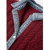 image:imageSidefeel Womens Cable Knit Denim Collar Cardigan SweatersBurgundy