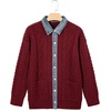 image:imageSidefeel Womens Cable Knit Denim Collar Cardigan SweatersBurgundy