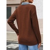 image:imageSidefeel Womens Cable Knit Denim Collar Cardigan SweatersDark Brown