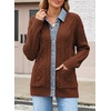 image:imageSidefeel Womens Cable Knit Denim Collar Cardigan SweatersDark Brown
