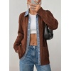 image:imageSidefeel Womens Cable Knit Denim Collar Cardigan SweatersDark Brown