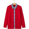 image:imageSidefeel Womens Cable Knit Denim Collar Cardigan SweatersFiery Red