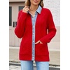 image:imageSidefeel Womens Cable Knit Denim Collar Cardigan SweatersFiery Red
