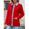 image:imageSidefeel Womens Cable Knit Denim Collar Cardigan SweatersFiery Red