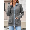 image:imageSidefeel Womens Cable Knit Denim Collar Cardigan SweatersMedium Grey