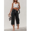 image:imageSidefeel Womens Capri Pants Trendy Wide Leg JeansBlack