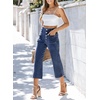 image:imageSidefeel Womens Capri Pants Trendy Wide Leg JeansDark Blue
