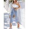 image:imageSidefeel Womens Capri Pants Trendy Wide Leg JeansIceland Blue
