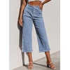 image:imageSidefeel Womens Capri Pants Trendy Wide Leg JeansIceland Blue