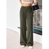 image:imageSidefeel Womens Casual High Waist Wide Leg Corduroy PantsArmy Green