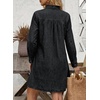 image:imageSidefeel Womens Denim Dresses 2026 Loose Long Sleeve Ruffled Edge Neck Jean Sundresses with PocketsBlack