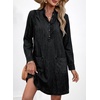 image:imageSidefeel Womens Denim Dresses 2026 Loose Long Sleeve Ruffled Edge Neck Jean Sundresses with PocketsBlack