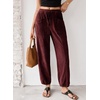 image:imageSidefeel Womens Drawstring Corduroy Barrel PantsBurgundy