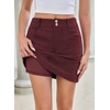 image:imageSidefeel Womens Fall High Waisted Corduroy Mini SkirtsBurgundy