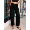 image:imageSidefeel Womens High Waist Stretchy Barrel Wide Leg JeansBlack