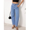 image:imageSidefeel Womens High Waist Stretchy Barrel Wide Leg JeansSky Blue