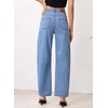 image:imageSidefeel Womens High Waist Stretchy Barrel Wide Leg JeansSky Blue