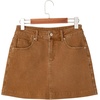 image:imageSidefeel Womens High Waisted Jean Skirt Denim Skort with PocketsBrown