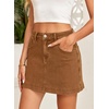 image:imageSidefeel Womens High Waisted Jean Skirt Denim Skort with PocketsBrown