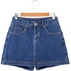 image:imageSidefeel Womens High Waisted Jean Skirt Denim Skort with PocketsDark Blue