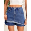 image:imageSidefeel Womens High Waisted Jean Skirt Denim Skort with PocketsDark Blue