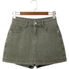 image:imageSidefeel Womens High Waisted Jean Skirt Denim Skort with PocketsGreen