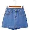 image:imageSidefeel Womens High Waisted Jean Skirt Denim Skort with PocketsLight Blue