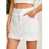image:imageSidefeel Womens High Waisted Jean Skirt Denim Skort with PocketsWhite
