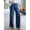 image:imageSidefeel Womens High Waisted Jeans Straight Leg Denim PantsDark Blue