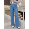 image:imageSidefeel Womens High Waisted Jeans Straight Leg Denim PantsLight Blue