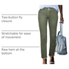 image:imageSidefeel Womens High Waisted Raw Hem Straight Leg JeansGreen