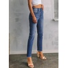 image:imageSidefeel Womens High Waisted Raw Hem Straight Leg JeansLight Blue