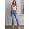 image:imageSidefeel Womens High Waisted Raw Hem Straight Leg JeansMist Blue