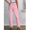 image:imageSidefeel Womens High Waisted Raw Hem Straight Leg JeansPink