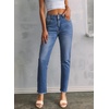 image:imageSidefeel Womens High Waisted Raw Hem Straight Leg JeansSky Blue